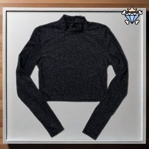 SHEIN MEN MOCK NECK LONG SLEEVE GLITTER CROPPED SHIRT SIZE MEDIUM FITTED